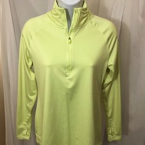 Layer 8 Long sleeve athletic Medium shirt. Lime green with gray detail.